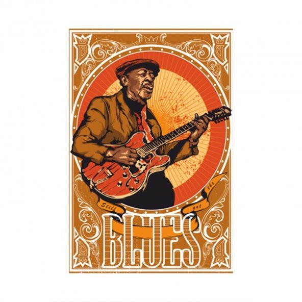 Blues Retro Vintage Ahşap Poster