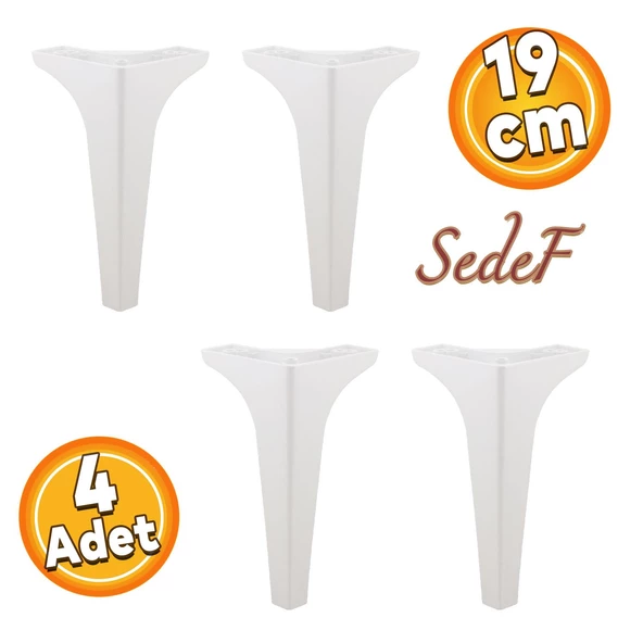 Sedef Lüks Mobilya Kanepe Tv Ünitesi Konsol Koltuk Ayağı 19 Cm Beyaz Ayakları 4 Adet