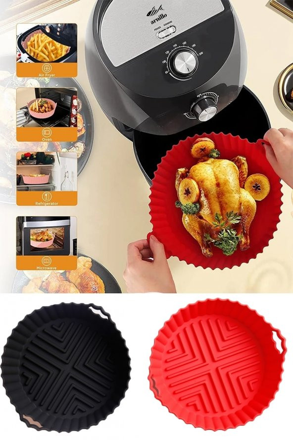 Silikon Pişirme Kalıbı Airfryer Silikon Kap Hava Fritözü Kalıbı - 1