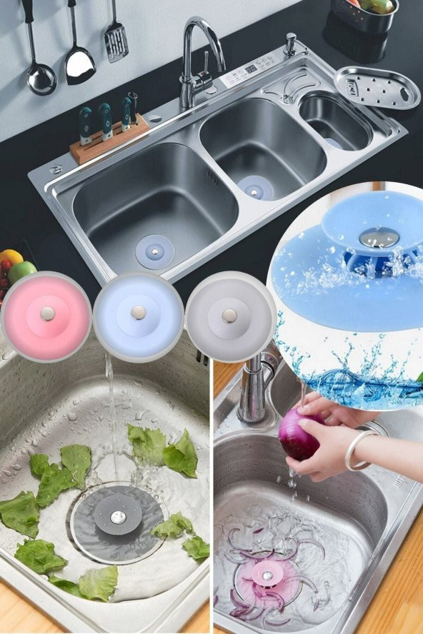 2 Kademeli Dokunmatik Lavabo Tıkacı Silikon Lavabo Gider Tıpası