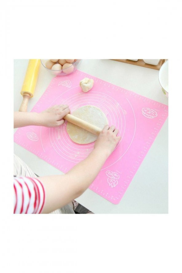 Silikon Hamur Açma Matı - Silpat Büyük Boy 50x40 Cm Pembe Renk