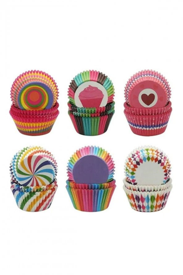 100lü Muffin Kağıdı Kek Kalıbı Desenli