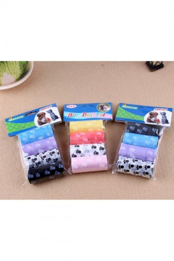 4 Lü Rulo Evcil Hayvan Köpek Dışkı Toplama Kaka Rulosu Torbası Poşeti