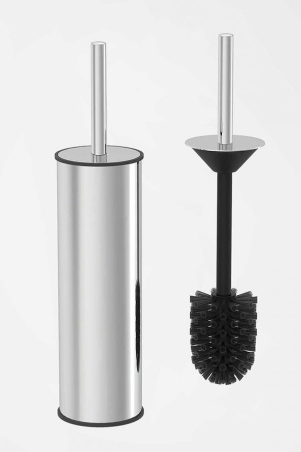 Akıllı Wc Banyo Fırçası Paslanmaz Krom Jelatinli Siyah Fırça Seti 38cm