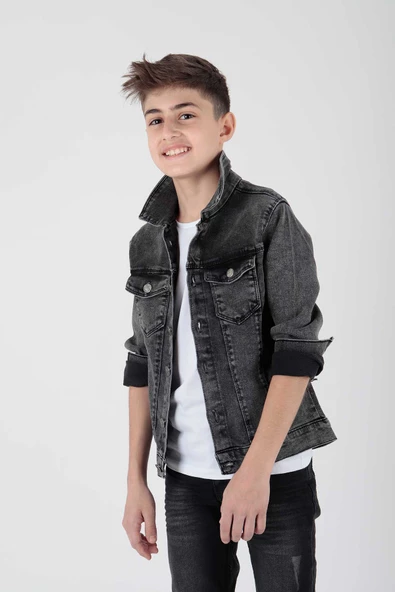 Erkek Çocuk Jean Ceket Modaya Uygun Ak22133623
