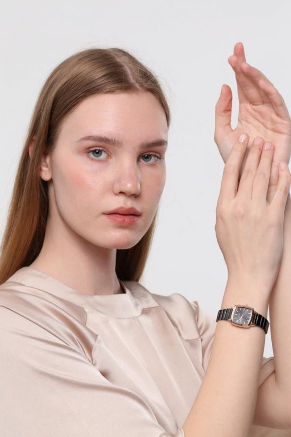 Fiona Rose Kasa Siyah Kordon Kadın Kol Saati - Resim 2