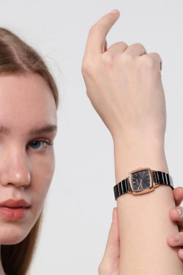 Fiona Rose Kasa Siyah Kordon Kadın Kol Saati - Resim 3