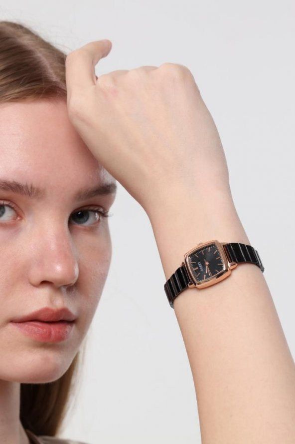 Fiona Rose Kasa Siyah Kordon Kadın Kol Saati - Resim 4