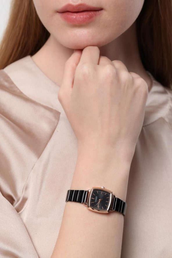 Fiona Rose Kasa Siyah Kordon Kadın Kol Saati - Resim 5