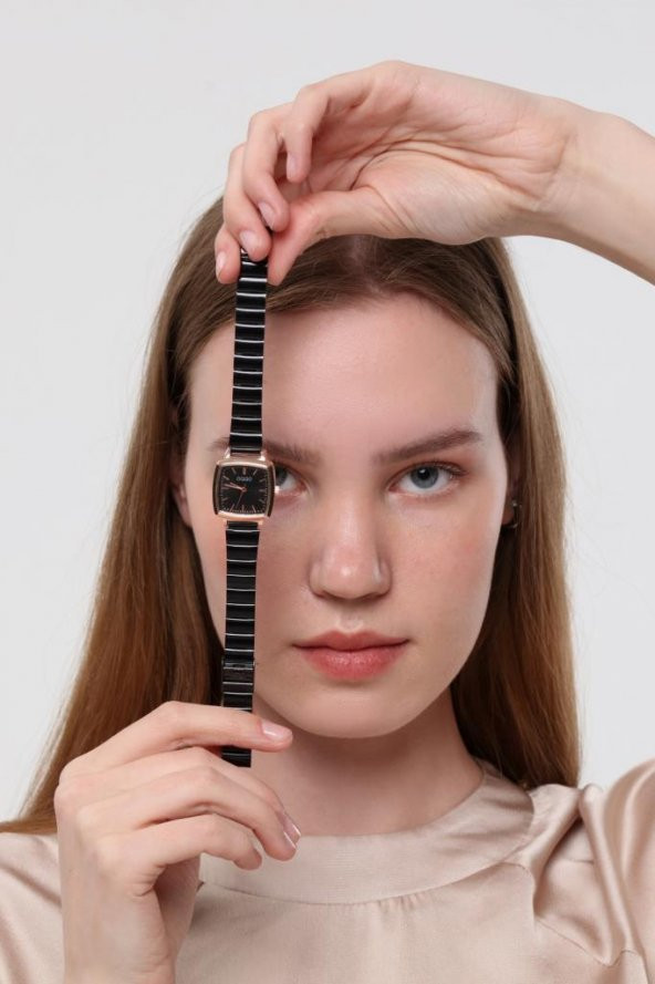 Fiona Rose Kasa Siyah Kordon Kadın Kol Saati - Resim 7