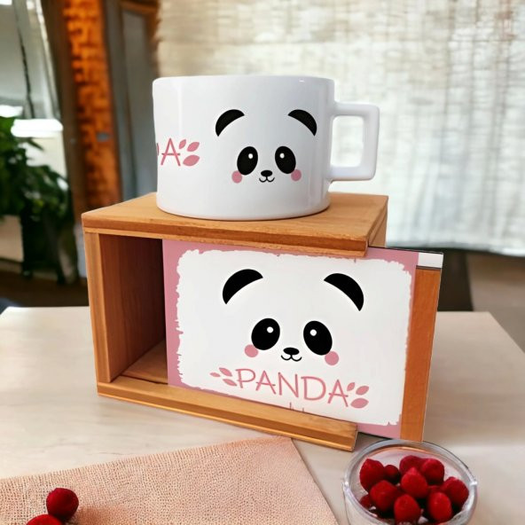 Pembe Panda Tasarımlı Kutulu Kupa