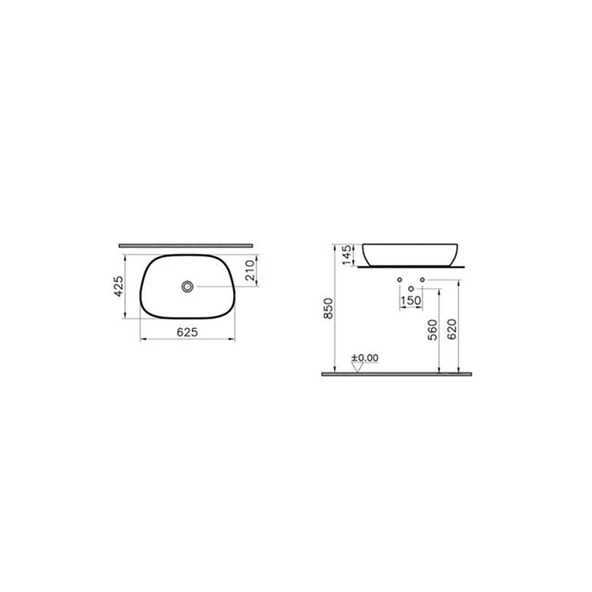 VitrA Outline Çanak Lavabo 60 cm Beyaz 5993B403-0016 - 2