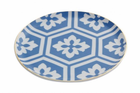 Porland Morocco Desen2 Mavi Düz Tabak 17 cm 04A+P021449 - 2