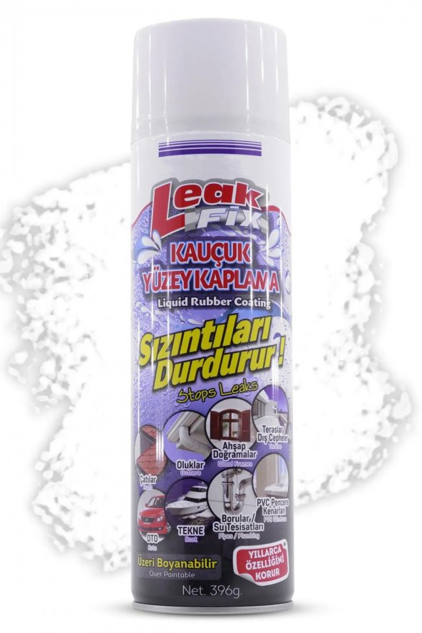 Leak Fix Beyaz Su Yalıtım Spreyi Su Sızdırmaz Geçirmez Sprey Kauçuk Kaplama Sızıntı Durdurur 396 Gr