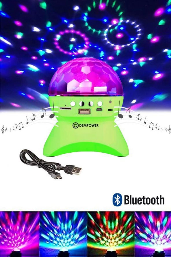 (KIRILABİLİR) Tavan Işık Yansıtmalı Bluetooth Özellikli Disco Topu Mp3 Çalar Starmaster Yeşil Renk - 1