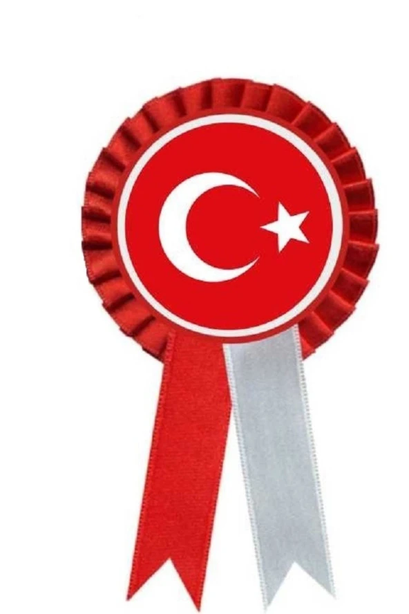 Türk Bayragı Saten Kokart Rozet 10 Adet