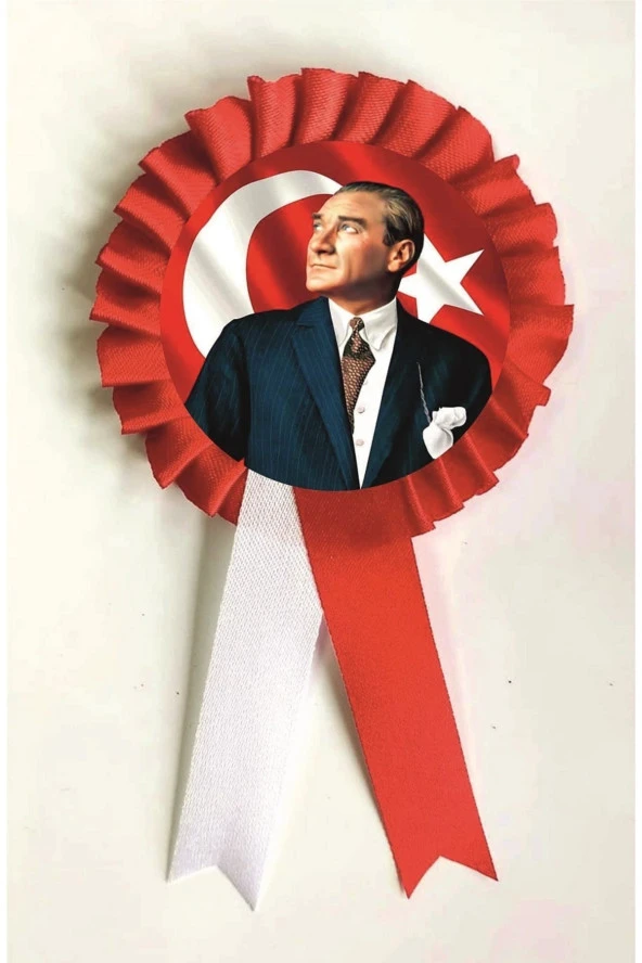 Atatürk Türk Bayraklı Saten Kokart 10 Âdet