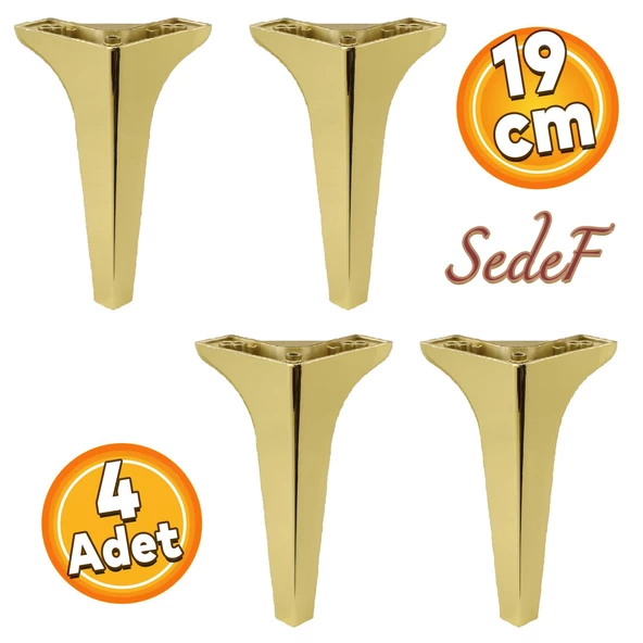 Sedef Lüks Mobilya Kanepe Tv Ünitesi Konsol Koltuk Ayağı 19 Cm Gold Altın Ayakları 4 Adet