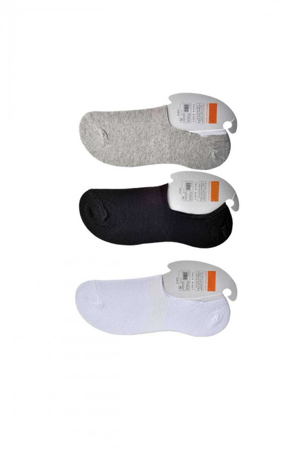 Siyah Gri ve Beyaz Erkek Babet Çorap 12 çift