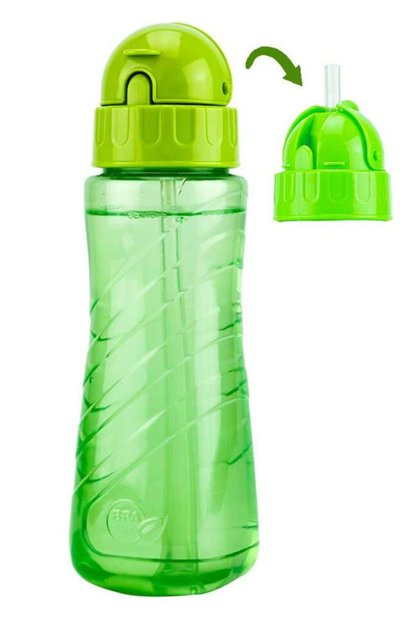 Matara 500 ml Yeşil 1 Adet Plastik Su Matarası 500 cc Pipetli Suluk Okul Suluğu