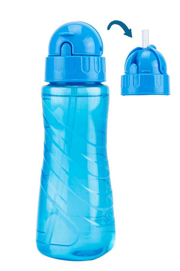 Matara 500 ml Mavi 1 Adet Plastik Su Matarası 500 cc Pipetli Suluk Okul Suluğu