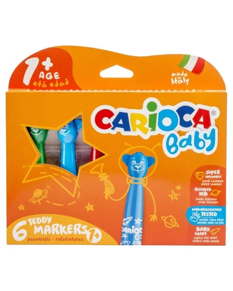 Carioca Süper Jumbo Teddy Keçeli Kalem 6 Renk ve Boyama Kitabı Set - 2