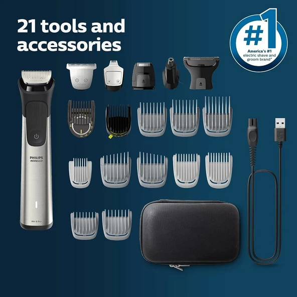 Philips Norelco Multigroom Serisi 9000, 21 Parça Erkek Bakım Seti Mg9510/60 - 4