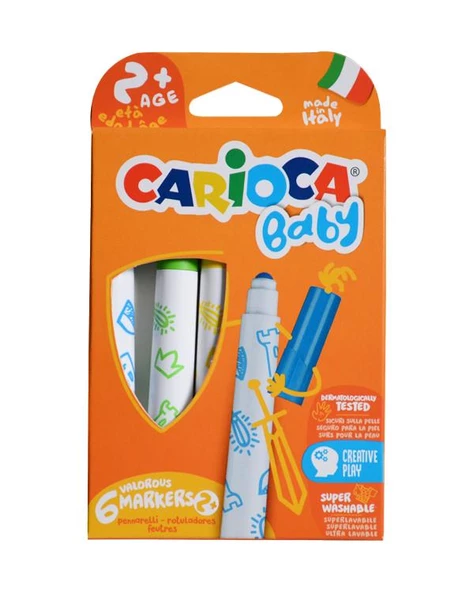 Carioca Jumbo Yıkanabilir Keçeli Kalem 6 Renk ve Boyama Kitabı Set - 3