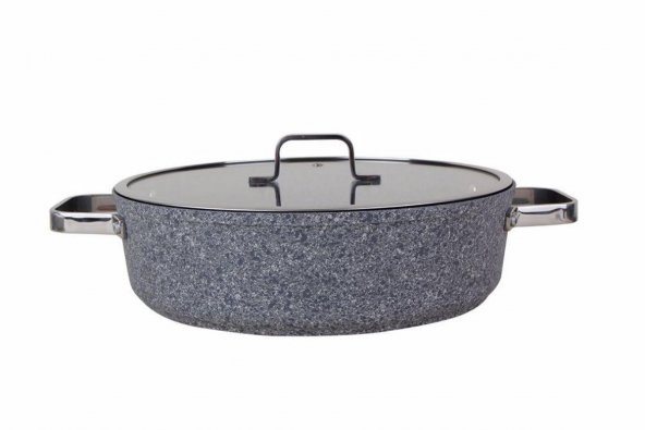 Porland Bianco Gri Kapaklı Basık Tencere28 cm 04STY005842 - 2