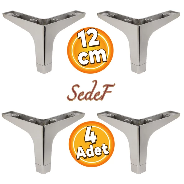 Sedef Lüks Mobilya Kanepe Sehpa Tv Ünitesi Koltuk Ayağı 12 Cm Krom Ayakları (4 ADET)