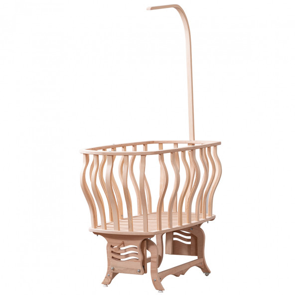 Setay Doğal Ağaç Beşik, Kristal Sepet Beşik + Uyku Seti + Cibinlik - Lacivert - 4