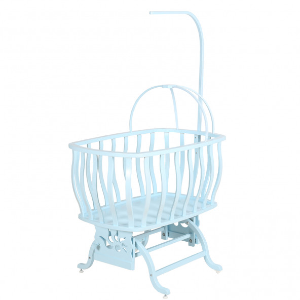 Setay Doğal Ağaç Beşik, Otantik Lüx Sallanan Beşik + Uyku Seti + Cibinlik - Mavi - 4