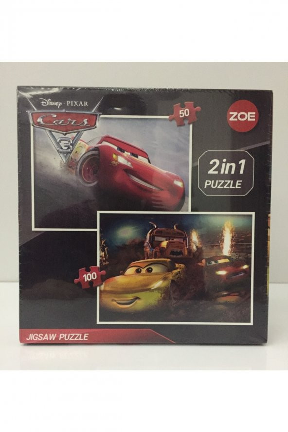 Disney Pixar Cars (lisanslı) 2li Puzzle Seti (50 Parça & 100 Parça) (2in1 Puzzle)