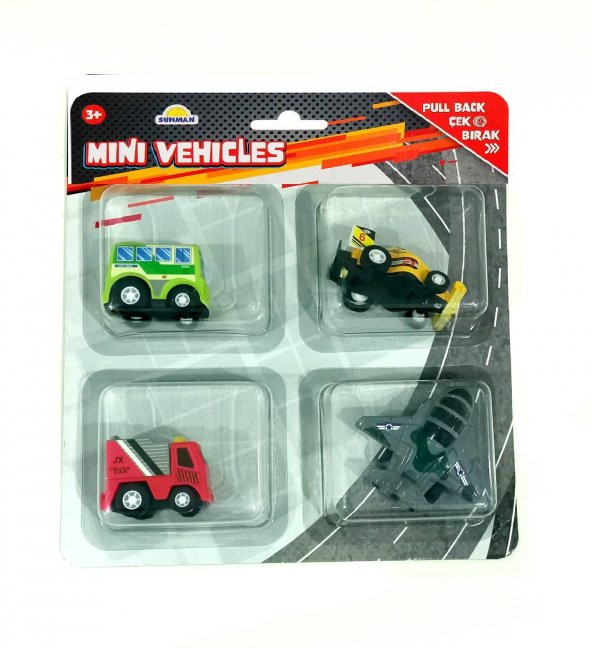 Çek Bırak Mini Araçlar 4 lü Set