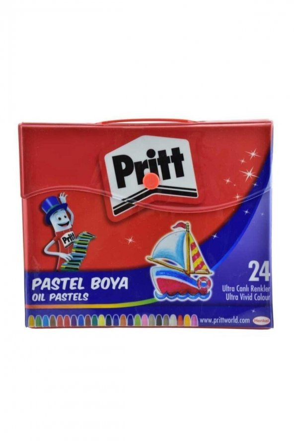 24 Lü Pastel Boya Çantalı Pastel 24 Renk Tutacak+kalemtraş