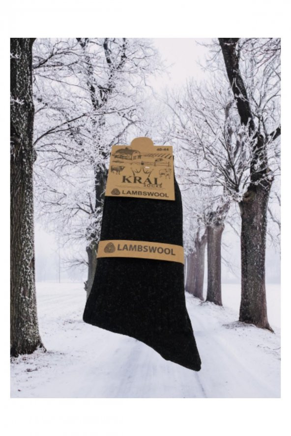 Erkek Çorabı Lambswoll (3 Adet) Termal Özellikli Kalın Uzun Çorap