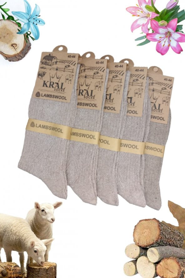 Erkek  Kışlık Termal Etkili (5li Paket) Lambswool Kuzu Yün Çorap