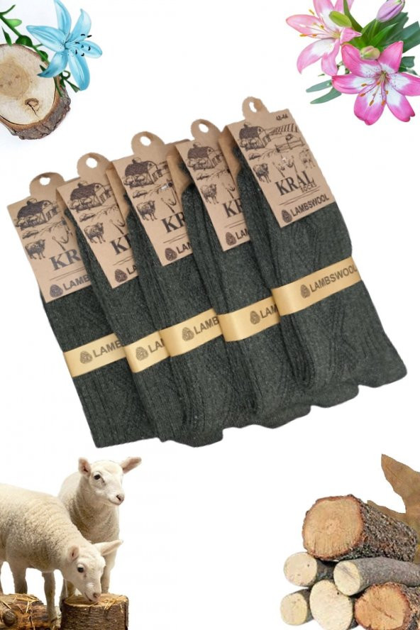Erkek Kışlık Termal Etkili (5li Paket) Lambswool Kuzu Yün Çorap