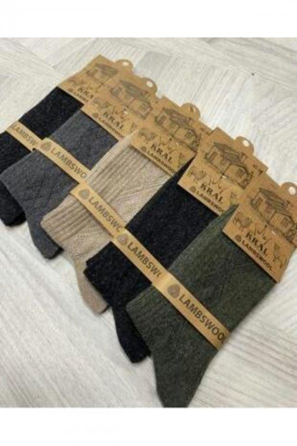 Erkek Kışlık (5 ÇİFT) Lambswool Yün Çorap Termal Etkili - 2