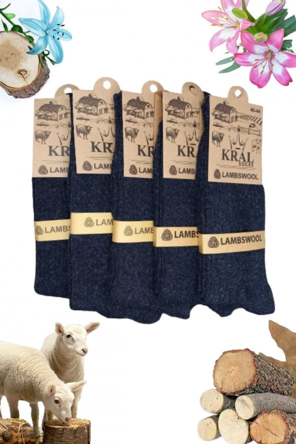 Erkek  Kışlık Termal Etkili (5li Paket) Lambswool Kuzu Yün Çorap