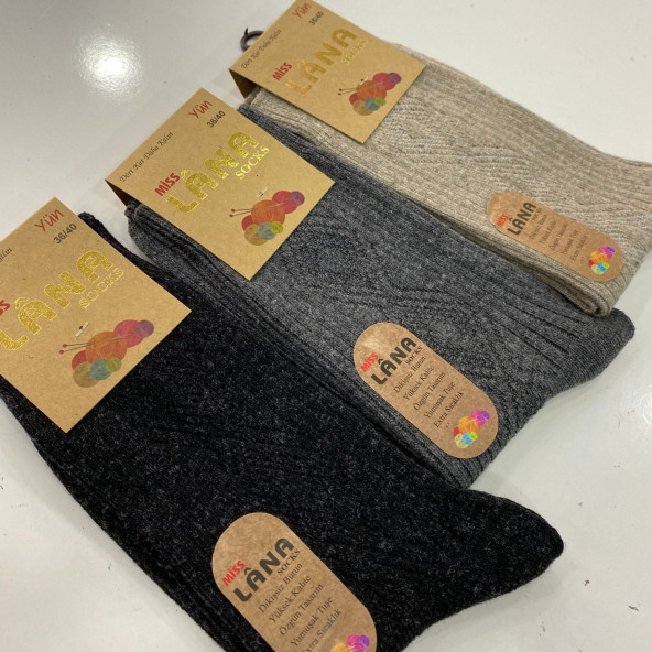 Kadın Koyun Yünü Lambswool Kışlık 3lü Set Çorap