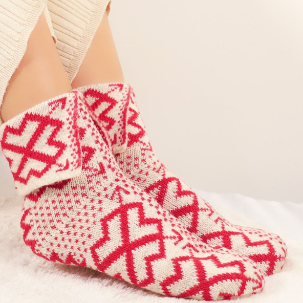 Bayan Otantik (5 ÇİFT) Yöresel Çorap Yün Örgü Dokuma (Karma Renkler) - 4