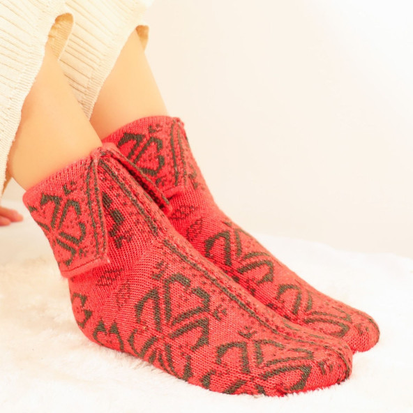 Bayan Otantik (5 ÇİFT) Yöresel Çorap Yün Örgü Dokuma (Karma Renkler) - 5