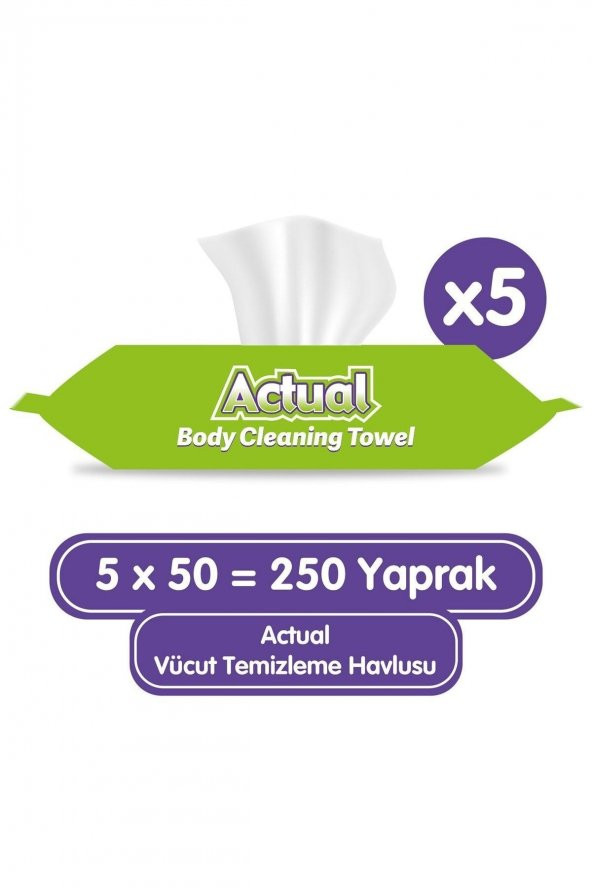ACTUAL   Vücut Temizleme Havlusu 50x5 (250 Yaprak)