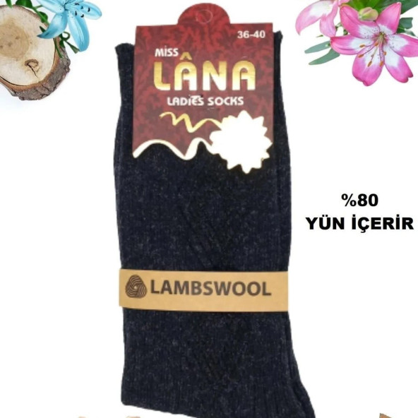 Bayan Çorap 5 Çift Kışlık Yün Çorap Lambswool (ÖZEL KUZU YÜNLÜ) Kadınlar İçin Termal Özellikli