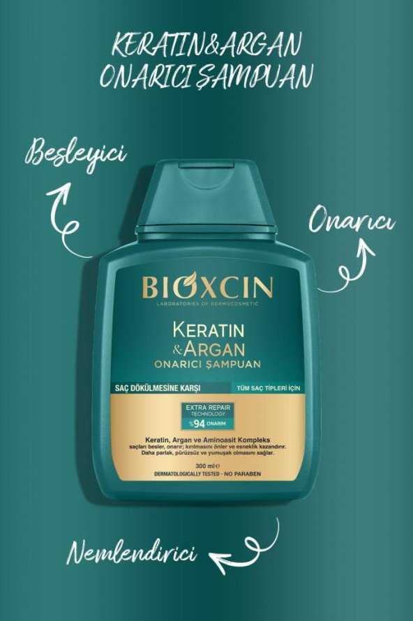 Bioxcin Keratin & Argan Onarıcı Şampuan 300 Ml - Yıpranmış Ve Hasar Görmüş Saçlar - 6