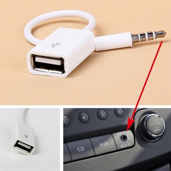 USB TO AUX KABLO STEREO DİŞİ SES 3.5MM MP3 PLAYER TELEFON OTG KULAKLIK - 3