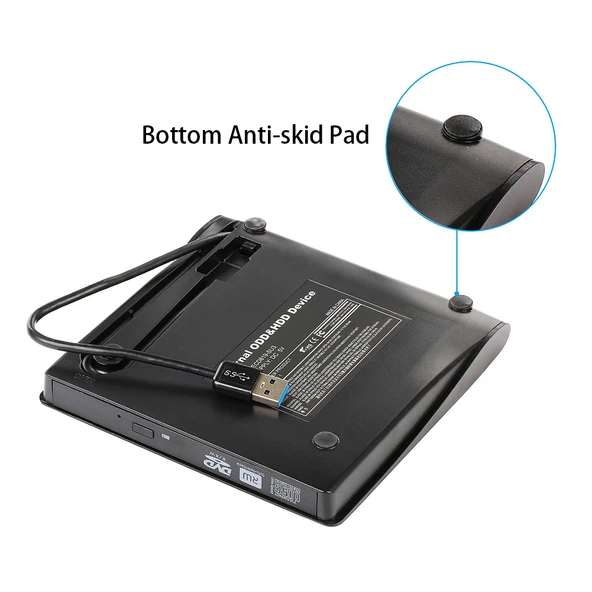 TriLine Harici DVD RW USB 3.0 Ultra İnce CD DVD Yazıcı Okuyucu - Resim 4