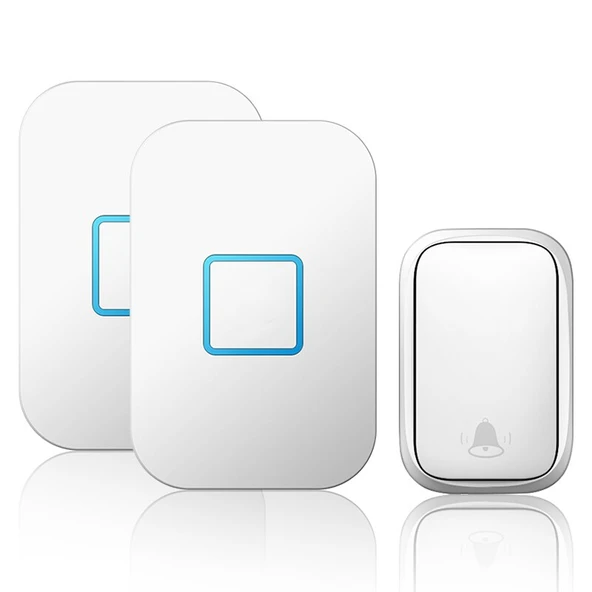 Cacazi 2 Alıcılı Su Geçirmez Beyaz Pil Gerektirmeyen Kablosuz LED Kapı Zili ürün görseli