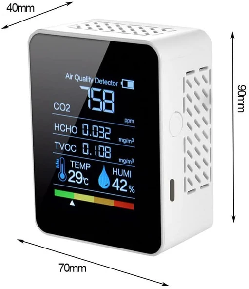 TriLine Dijital 5in1 Hava Dedektörü Hava Kalite Ölçüm Cihazı - 6